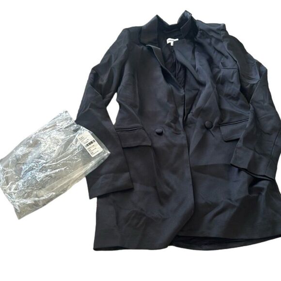 Superdown Black Satin Miley Oversized Blazer Dress Women's Size Small NWT - Picture 6 of 9